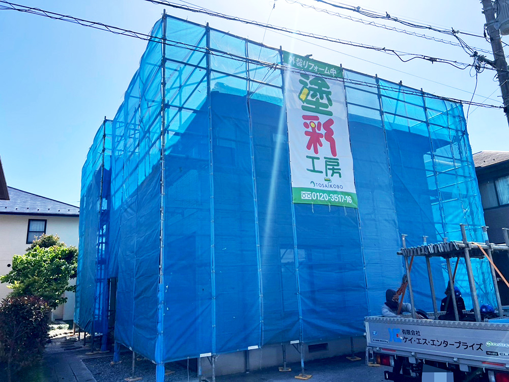 M様邸(河崎)屋根外壁塗装工事_足場組立